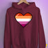Lesbian Pride Pixel Heart Hoodie - Maroon